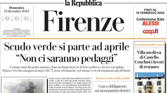 Repubblica (ed. Firenze) apre: "Fiorentina, abbraccio a Bove al Viola Park"