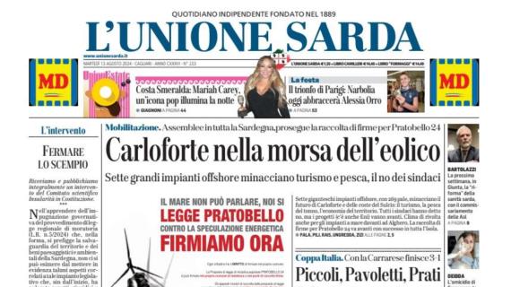 Bene il Cagliari. L’Unione Sarda: “Piccoli, Pavoletti e Prati ribaltano la Carrarese” 