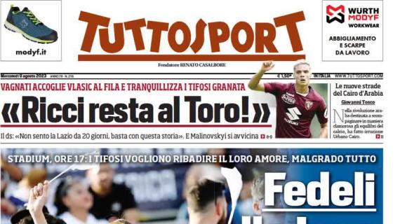 Tuttosport in prima pagina: "Fedeli alla Juve, Lukaku o no". Tifosi riuniti allo Stadium