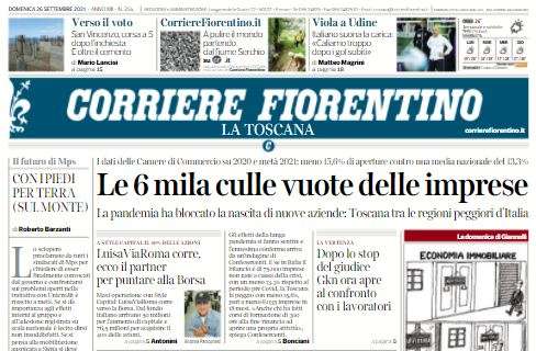 Corriere Fiorentino in taglio alto: "Viola a Udine, Italiano suona la carica"