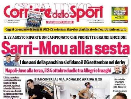 L'apertura del Corriere dello Sport sul calendario: "Sarri-Mou alla sesta"