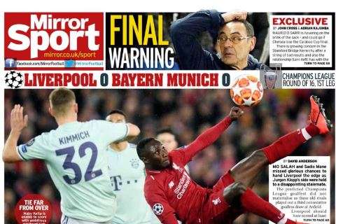 Liverpool-Bayern, stampa inglese: "Occasione fallita"