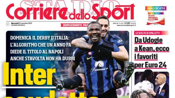 Il Corriere dello Sport in prima pagina sui nerazzurri: "Inter, Scudetto all'84%"