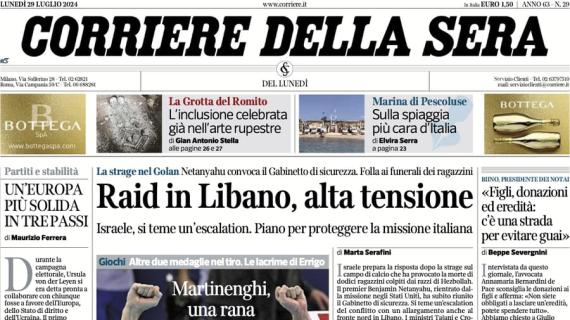 Corriere della Sera: "Il Napoli fa 4 gol agli albanesi. Bene l'Udinese, sconfitto il Lecce"