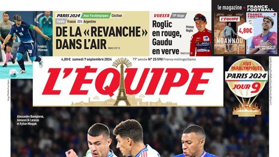 L'Equipe in apertura dopo il ko della Francia contro l'Italia: "Blues impotenti"