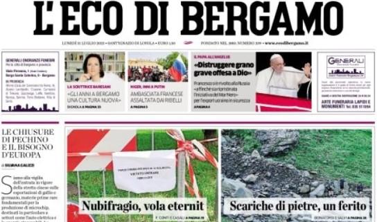 L'Eco di Bergamo in apertura: "Hojlund-United è il trasferimento dell'anno per la A"