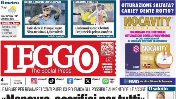 Leggo in prima pagina sulle romane: "Show della Lazio in Europa League, Roma ko"