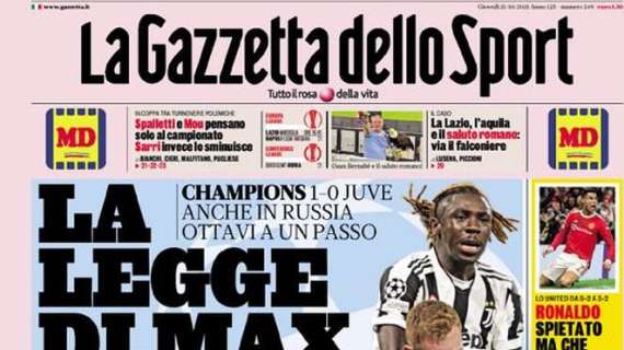 L’apertura de La Gazzetta dello Sport dopo la vittoria della Juventus: “La legge di Max”