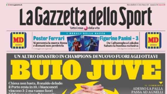 L'apertura de La Gazzetta dello Sport dopo l'eliminazione dei bianconeri: "Buio Juve"