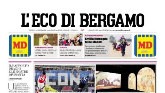 L'Eco di Bergamo oggi in apertura con la Dea: "Atalanta, manca solo il gol"