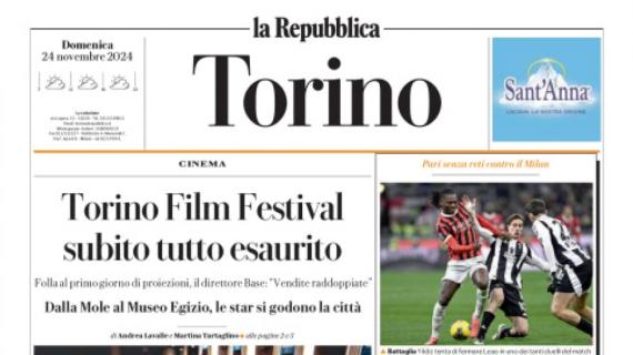 L'apertura di oggi de La Repubblica (ed. Torino): "Motta e la Juve spuntata"