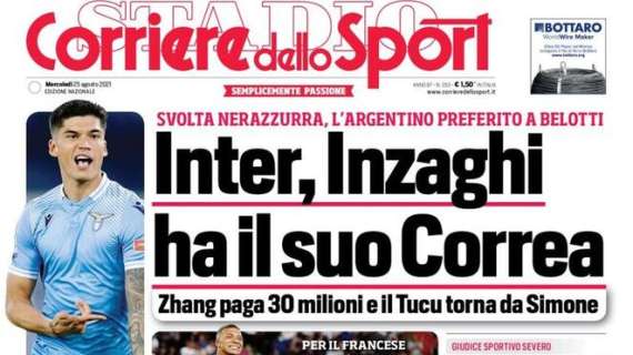 L'apertura del Corriere dello Sport: "Inter, Inzaghi ha il suo Correa"
