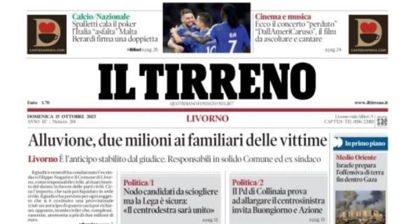 Il Tirreno: "Spalletti cala il poker. L'Italia asfalta Malta, Berardi firma una doppietta"