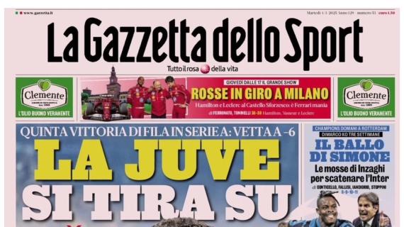 L'apertura de La Gazzetta dello Sport sulla vittoria bianconera: "La Juve si tira su"