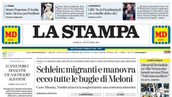 La Stampa titola in apertura: "Juventus fatica vincente"