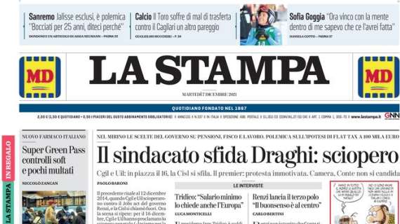 L’apertura de La Stampa: “Il Toro soffre di mal di trasferta, contro il Cagliari un altro pari”