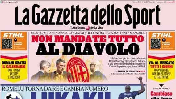 L’apertura odierna de La Gazzetta dello Sport sul ritorno di Lukaku all’Inter: “Febbre a 90”