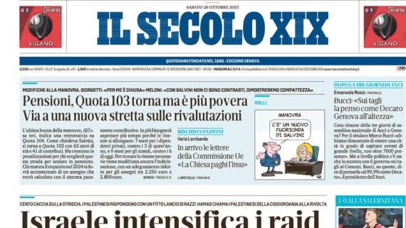 Il Secolo XIX apre sulla vittoria del Genoa: "Gudmundsson trova il tiro del ko"