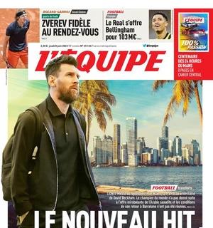 Messi sceglie l'America. L'Equipe titola in prima pagina: "La nuova hit di Miami"