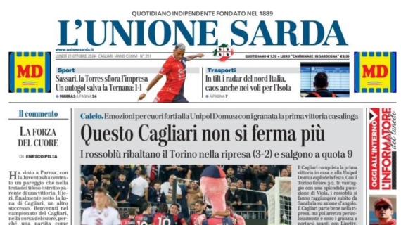 L'Unione Sarda: "Questo Cagliari non si ferma più: col Torino prima vittoria alla Domus"