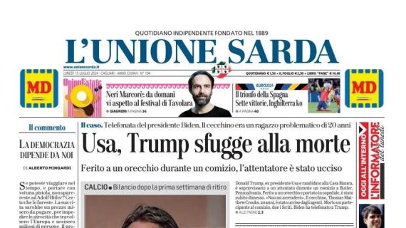 L'Unione Sarda in prima pagina: "Il trionfo della Spagna. Sta nascendo il Cagliari di Nicola"