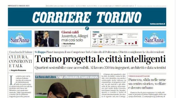 La prima pagina del Corriere di Torino titola: "Juventus, Allegri mai così solo"