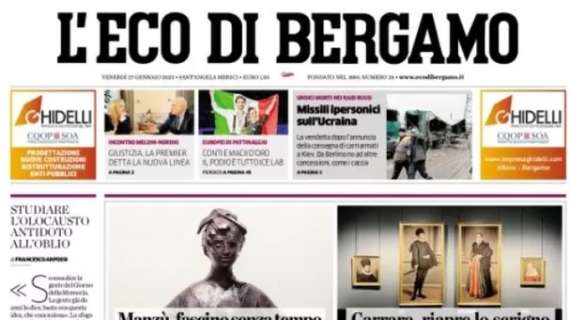 L'Eco di Bergamo apre sull'Atalanta: "Il passo è da zona Europa. E domani c'è la Samp"