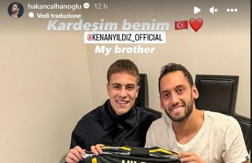 Calhanoglu posta con Yildiz sorridente dopo il Inter-Juventus: "Mio fratello"