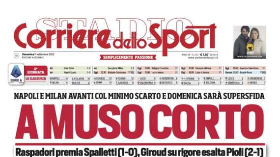 Napoli, Inter e Milan vincono di misura. Il Corriere dello Sport: "A muso corto"