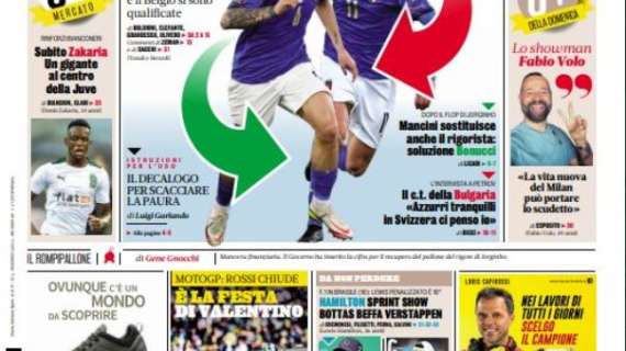 La Gazzetta Sportiva in prima pagina: "Subito Zakaria, un gigante per la Juve"