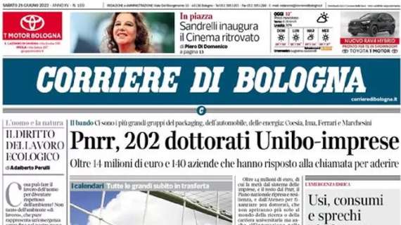 La prima pagina del Corriere di Bologna sul calendario rossoblu: "Andata da incubo"
