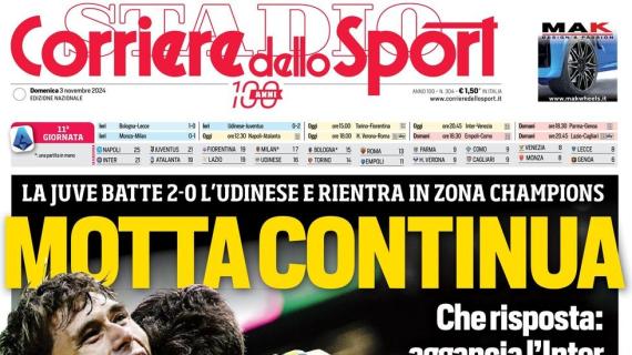 Il Corriere dello Sport in prima pagina sul successo della Juve: "Motta continua"