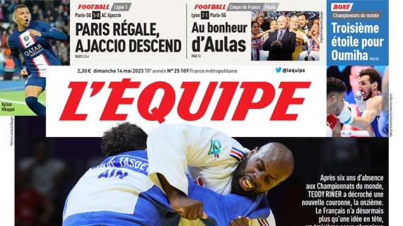 PSG a un passo dal titolo. L'Equipe in apertura: "Paris regale, Ajaccio retrocesso"