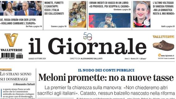 Il Giornale apre così questa mattina: "Inzaghi difende gli ultrà: solo richieste"