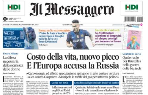 Il Messaggero: "L'Inter fa festa, Supercoppa a Inzaghi: batte la Juve (2-1) al 120'"