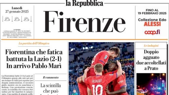 L'apertura de La Repubblica (Firenze): "Fiorentina, che fatica. In arrivo Pablo Marì"