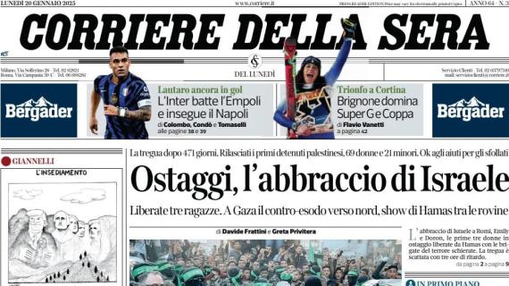 Corriere della Sera in prima pagina: "L'Inter batte l'Empoli e insegue il Napoli"