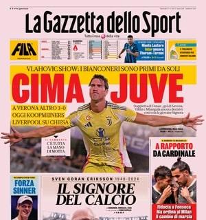 L'apertura de La Gazzetta dello Sport: "Cima Juve. Eriksson, il signore del calcio"