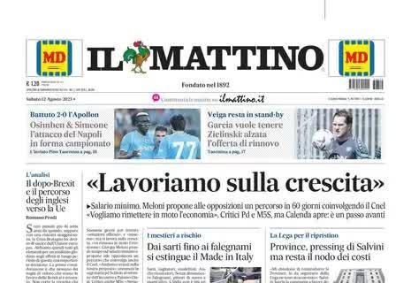 Il Mattino in apertura: "Osimhen & Simone, attacco Napoli in forma campionato"