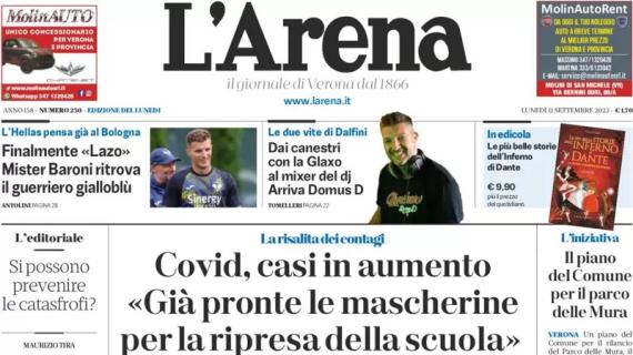 L'Arena apre così: "Finalmente "Lazo": mister Baroni ritrova il guerriero gialloblù"