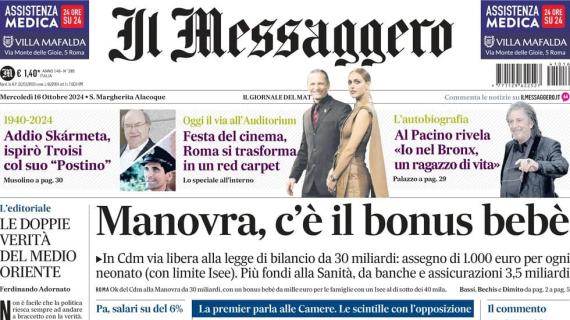 Il Messaggero in prima pagina: "Il caso Mbappé, intrigo a Stoccolma"