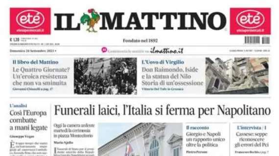 Napoli, emergenza difesa. Il Mattino: "Si ferma Juan Jesus, a Bologna difesa di scorta"