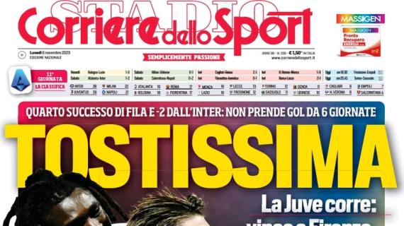 Il Corriere dello Sport apre in prima pagina con la Juventus: "Tostissima"