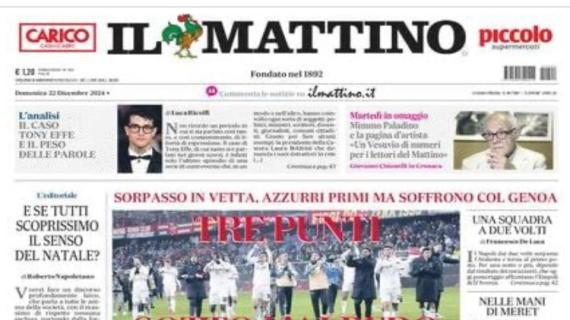 Il Napoli supera 2-1 il Genoa a Marassi, Il Mattino titola: "Tre punti sotto l'albero"