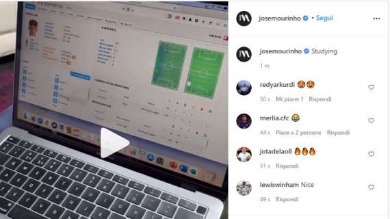 VIDEO - Mourinho studia la Roma. E posta un video mentre analizza... Calafiori