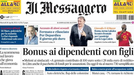 Il Messaggero: "Roma, torna Lukaku. Scontro frontale per i posticipi con la Lega calcio"