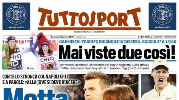 L'apertura di Tuttosport sulla vittoria del Napoli 2-1 sulla Juve: "Motta, crescita zero"