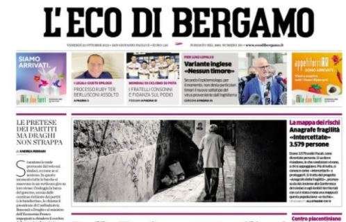 L'Eco di Bergamo: "Atalanta, alti e bassi. Da oggi i biglietti per il Manchester"