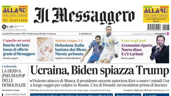 Il Messaggero in prima pagina: "Delusione Italia, battuta dai Bleus: niente primato"