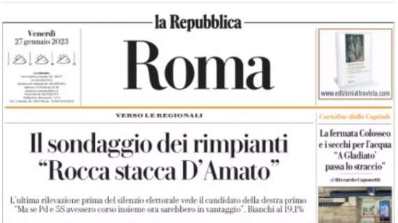 la Repubblica (Roma) in apertura: "Il Milan si sfila, Zaniolo resta solo. E Mou l'aspetta"